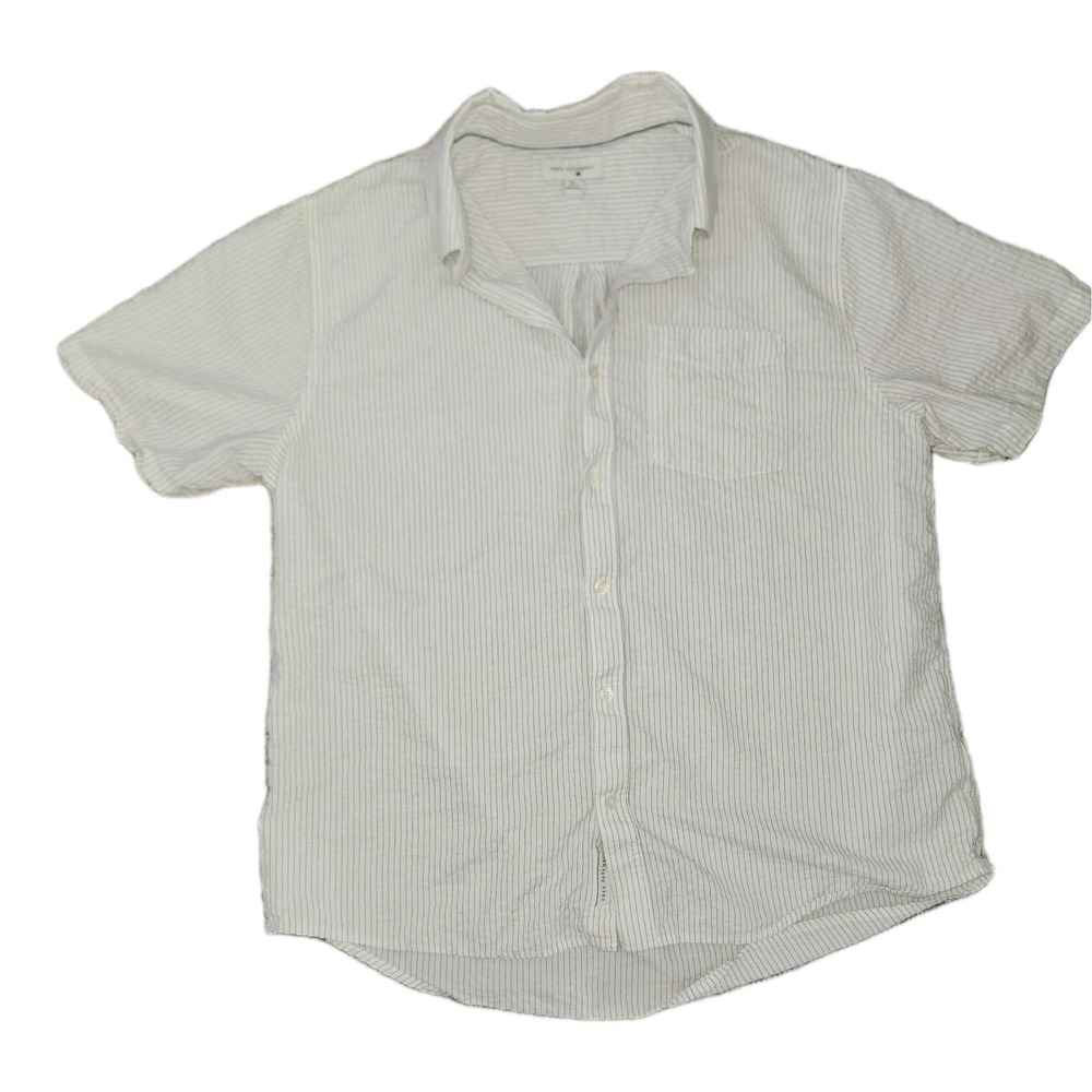 Free‎ Assembly MENS' 2 TONE SEERSUCKER STRIPE SHIRT SHORT SLEEVES WHITE BLACK XL